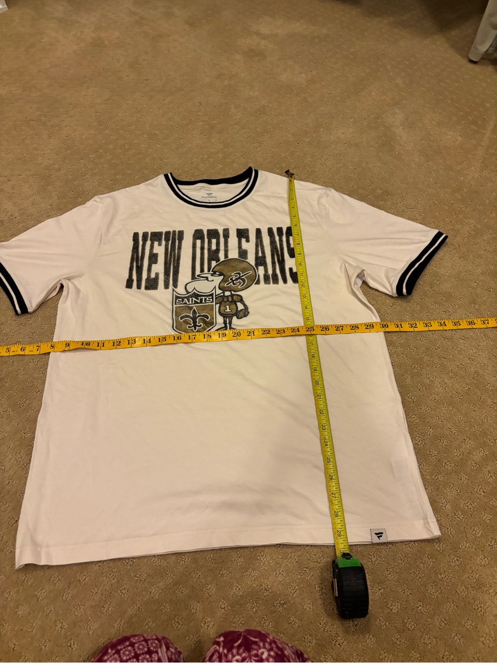 Fanatics New Orleans Saints Men’s Large Ringer Tee Football Graphic White Black
